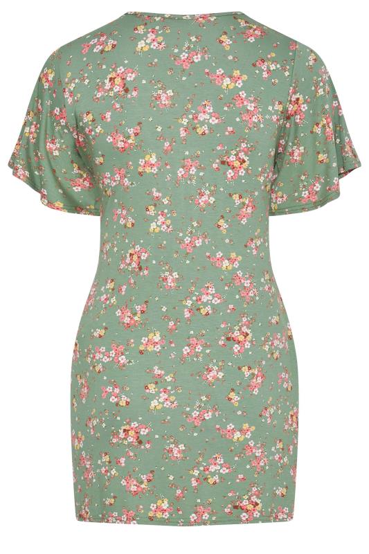 Plus Size BUMP IT UP MATERNITY Green Floral Nursing Top | Yours Clothing 8