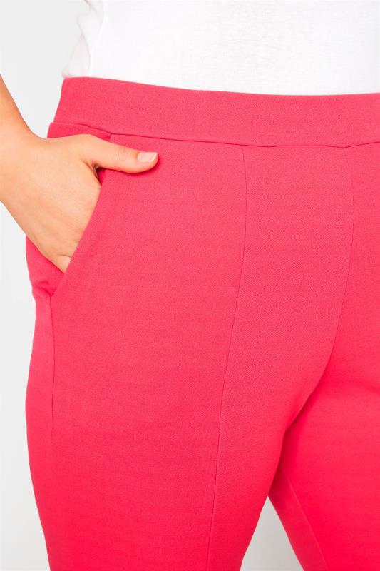 LIMITED COLLECTION Plus Size Hot Pink Split Hem Stretch Tapered Trousers | Yours Clothing 5