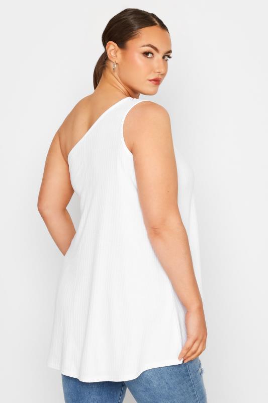 LIMITED COLLECTION Curve White Split Strap Ribbed Cami Top 3