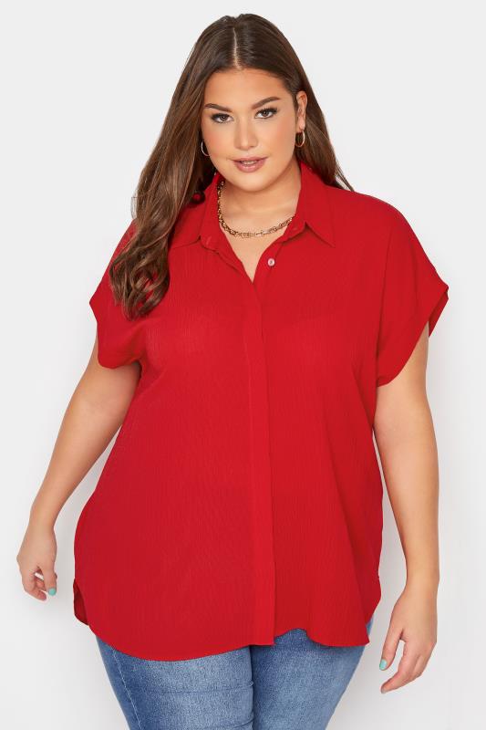 Curve Red Grown On Sleeve Shirt 1