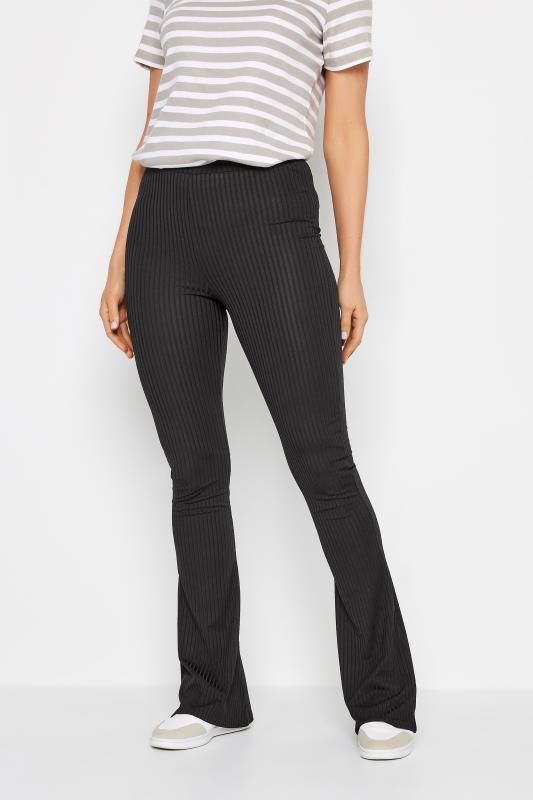 LTS Tall Womens Black Ribbed Flared Trousers | Long Tall Sally 2