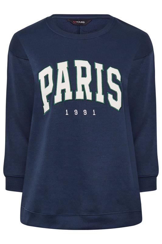 Plus Size Navy Blue 'Paris' Slogan Sweatshirt | Yours Clothing 6