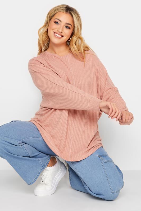 YOURS Plus Size Pink Soft Touch Ribbed Top | Yours Clothing 4