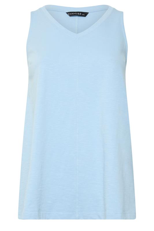 EVANS Curve Blue Premium Cotton Vest Top | Evans 5