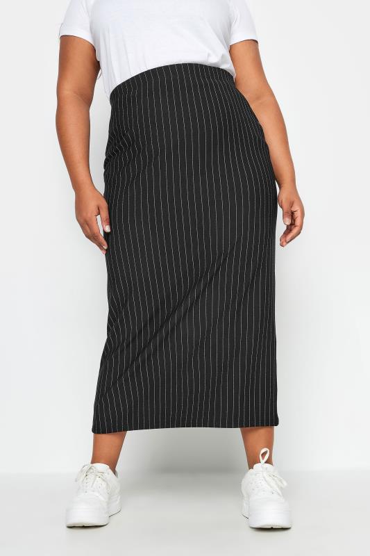 Plus Size  LIMITED COLLECTION Curve Black Pinstripe Maxi Skirt