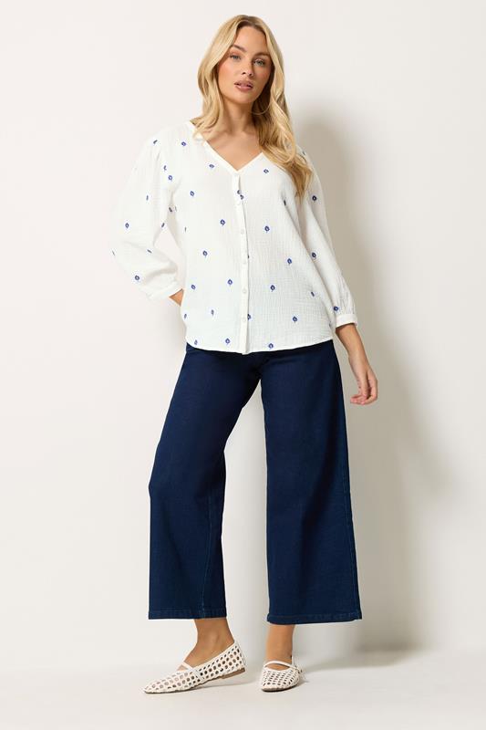 M&Co White Floral Embroidered Cotton Blouse | M&Co 2