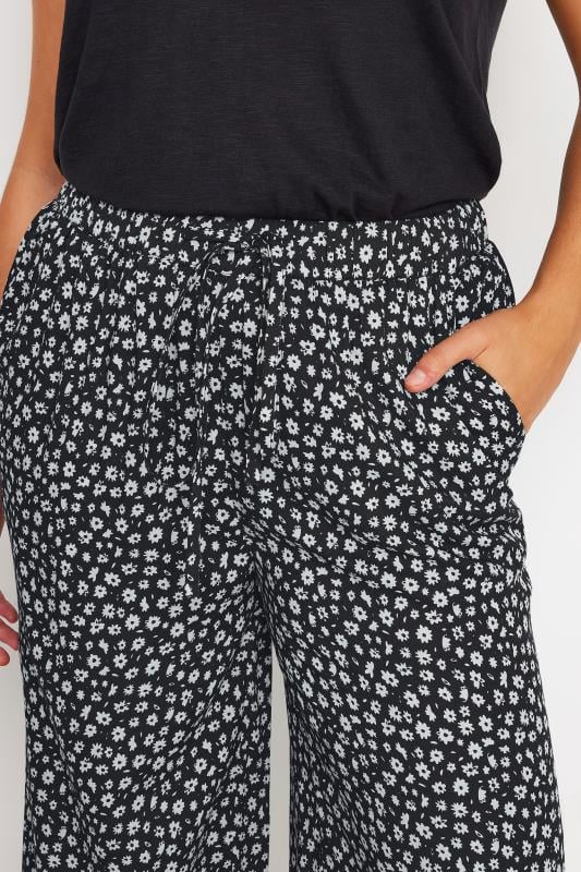 M&Co Black & White Flower Print Palazzo Trousers | M&Co 5