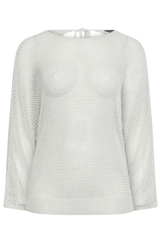 YOURS Plus Size Grey Metallic Crochet Jumper | Yours Clothing 6