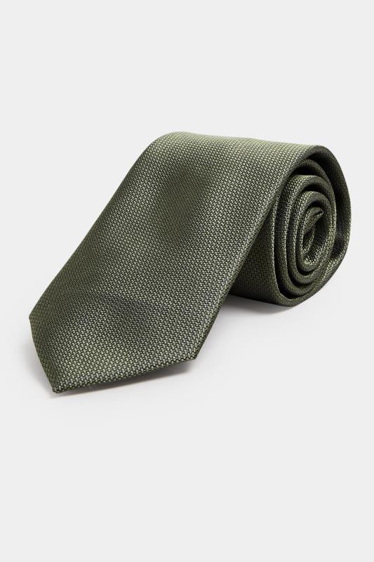 BadRhino Khaki Green Plain Textured Tie | BadRhino 1