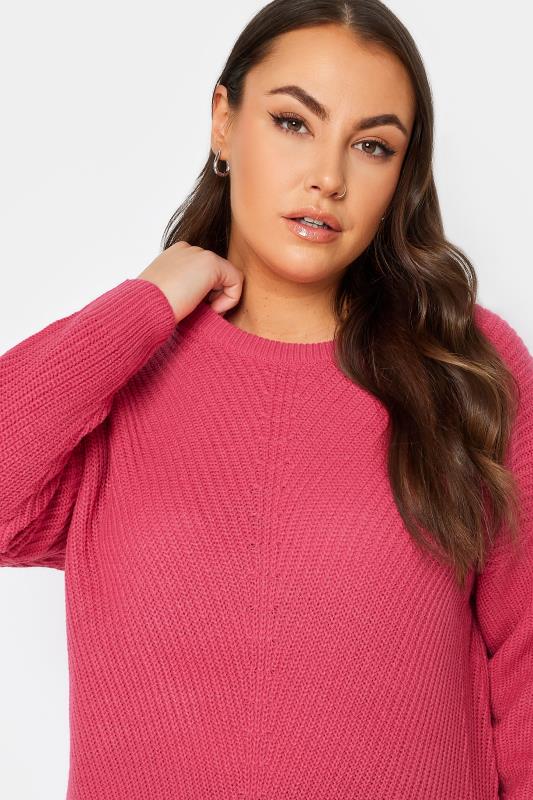 YOURS Plus Size Pink Essential Knitted Jumper | Yours Clothing 4