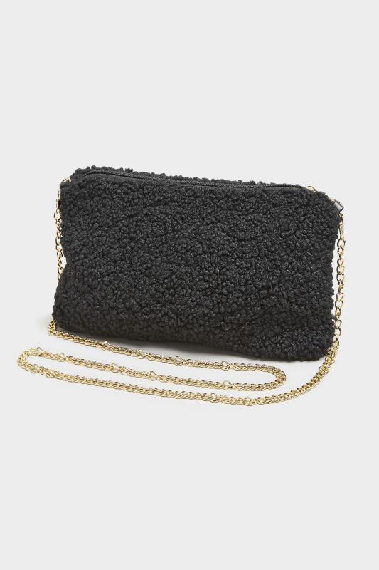 Plus Size Black Shearling Teddy Bag | Yours Clothing 4