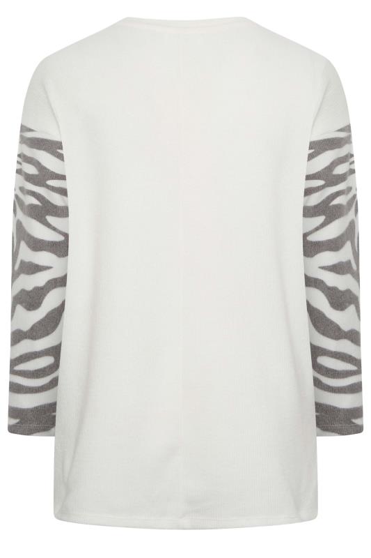 YOURS LUXURY Plus Size Curve White Stripe Jumper Zebra Print Jumper | Yours Clothing  10
