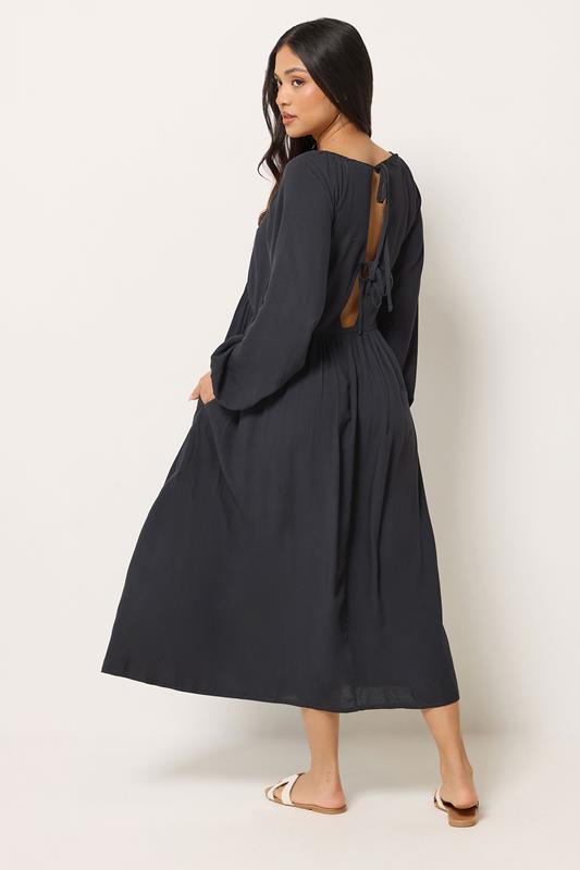 PixieGirl Petite Women's Black Woven Tie Back Smock Dress | PixieGirl 2
