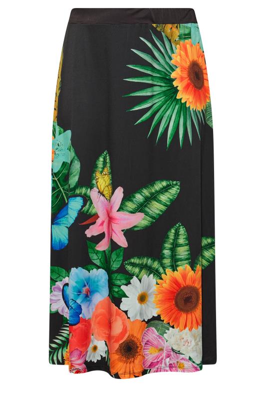 Plus Size Black Tropical Print Maxi Skirt | Yours Clothing 4