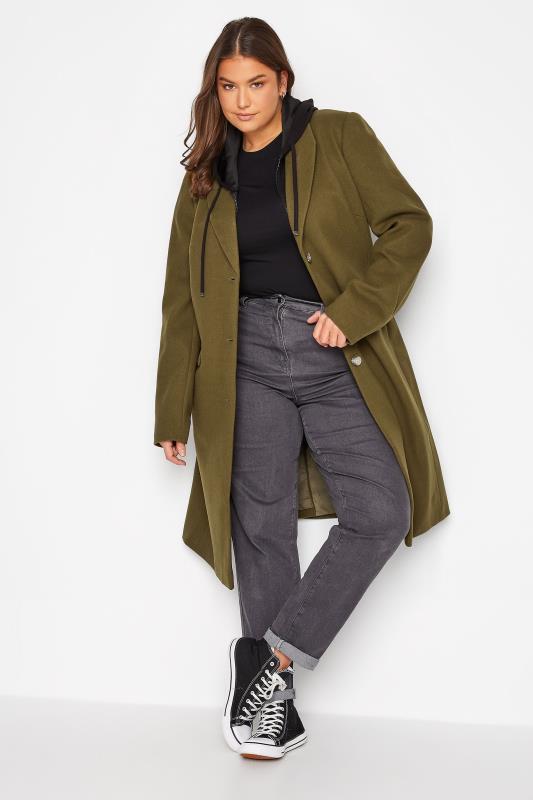 LTS Tall Women's Khaki Green Midi Formal Coat | Long Tall Sally 2