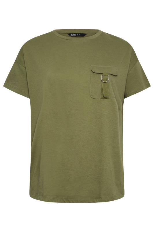 LIMITED COLLECTION Plus Size Khaki Green Utility Pocket T-Shirt | Yours Clothing 7