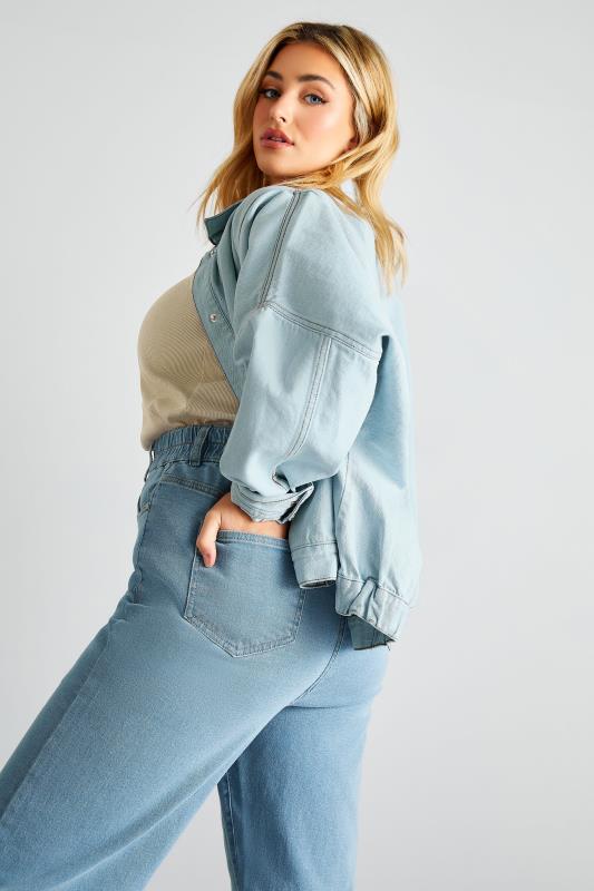 Plus Size Blue Stretch Wide Leg Jeans | Yours Clothing 4