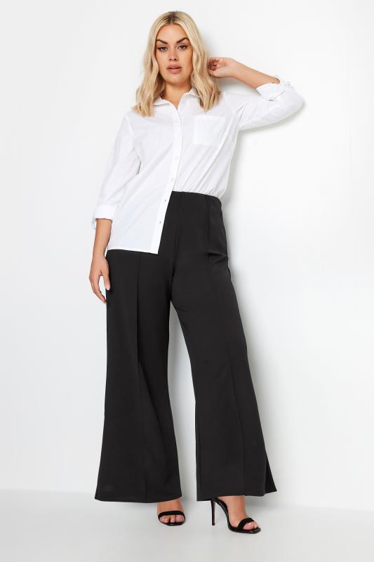  Grande Taille YOURS Curve Black Pintuck Wide Leg Trousers