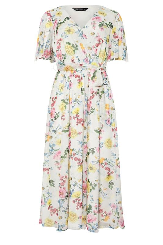 M&Co Ivory White Floral Print Wrap Midi Dress | M&Co 5