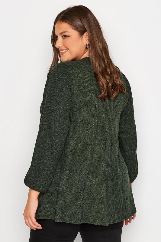 Plus Size Green Textured Pleat Front Top | Yours Clothing 3