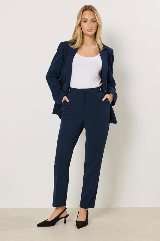 M&Co Navy Blue Tab Detail Tailored Trousers | M&Co 2