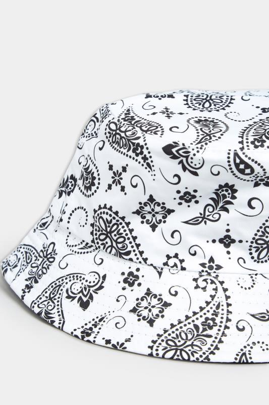 White Paisley Print Bucket Hat | Yours Clothing  3