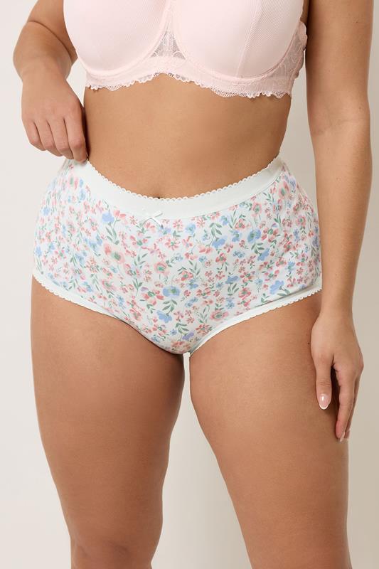 YOURSET 5 PACK Plus Size Pink Floral Print Full Briefs | Yours Clothing 2