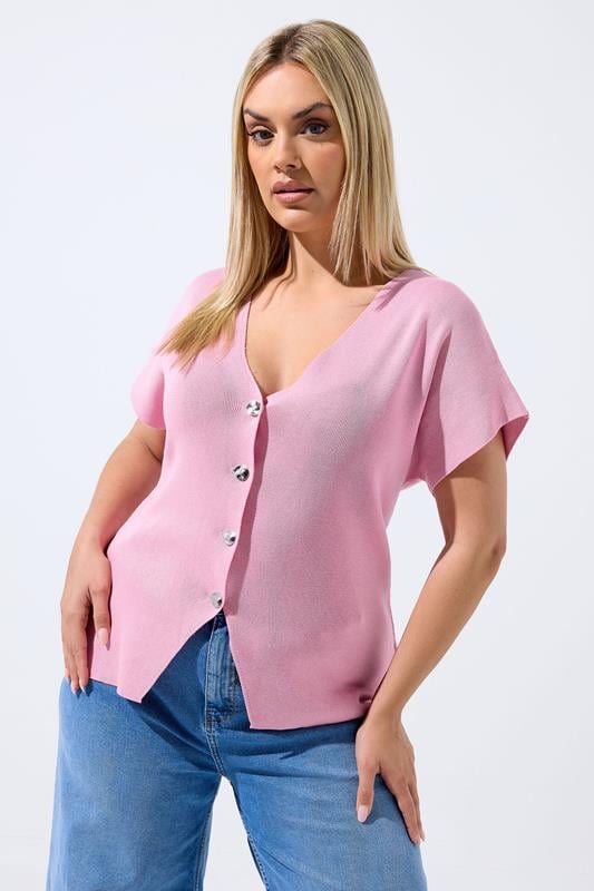  LIMITED COLLECTION Top manches courtes rose en maille compacte