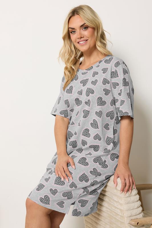  YOURS camisón gris con corazones y abertura lateral