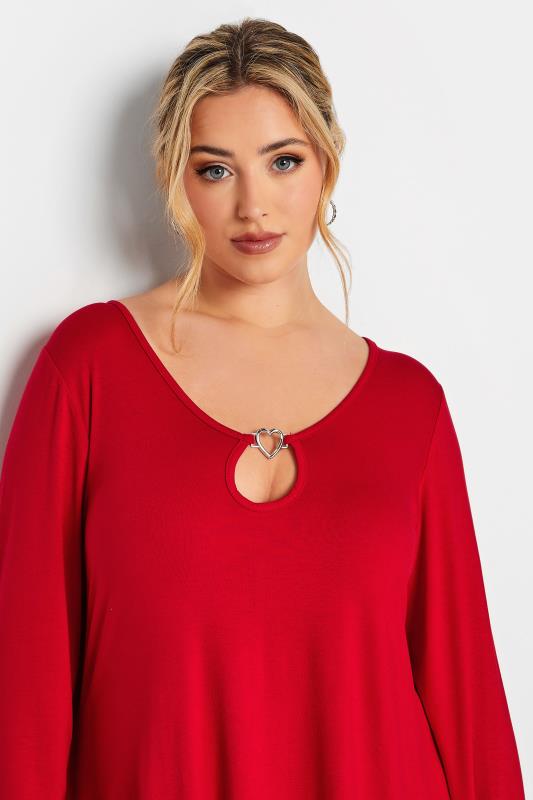 LIMITED COLLECTION Plus Size Red Heart Trim Cut Out Top | Yours Clothing 4