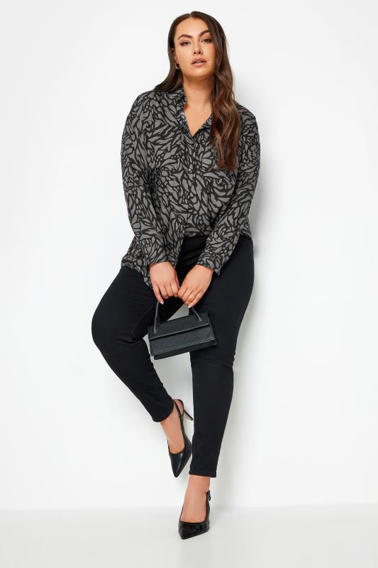 YOURS Plus Size Grey Animal Markings Print Shirt | Yours Clothing 2
