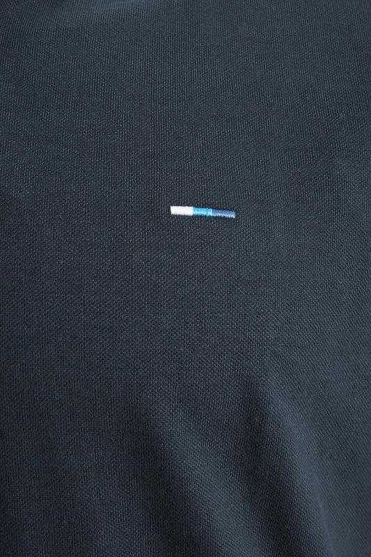 BadRhino Big & Tall Navy Blue Contrast Stripe Collar Polo Shirt 2