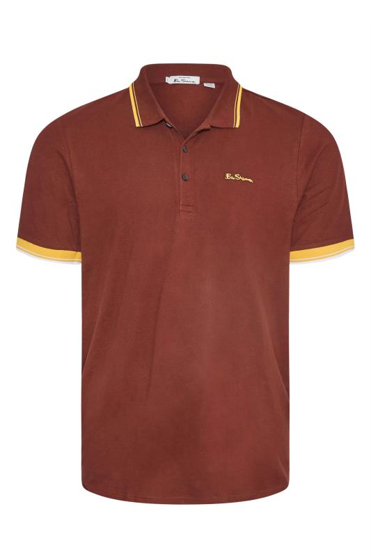 Grande Taille BEN SHERMAN Big & Tall Burgundy Red Tipped Polo Shirt