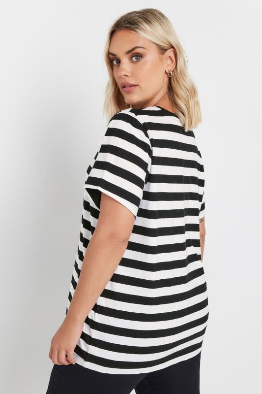 YOURS Plus Size Black & White Stripe T-Shirt | Yours Clothing  3