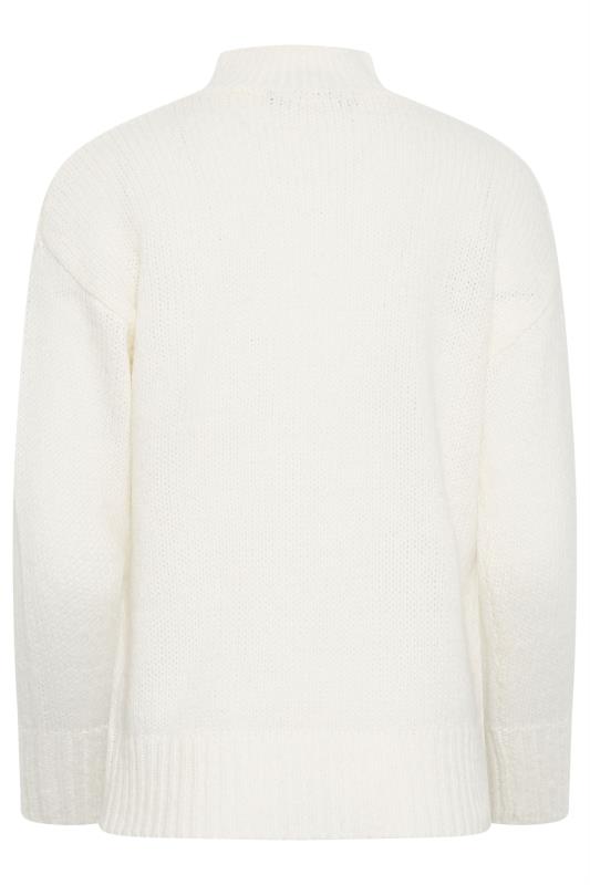 Petite Ivory White High Neck Cable Knit Jumper | PixieGirl 7