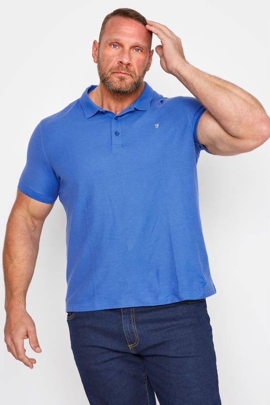 FARAH Big & Tall Blue Organic Polo Shirt 1
