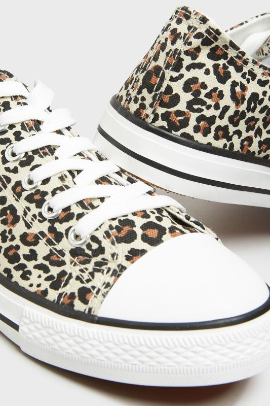 LTS Tall Women's Brown Leopard Print Canvas Low Trainers In Standard Fit | Long Tall Sally  5