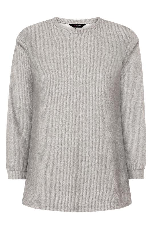 Grey Marl Shoulder Pad Knitted Jumper | Yours Clothing