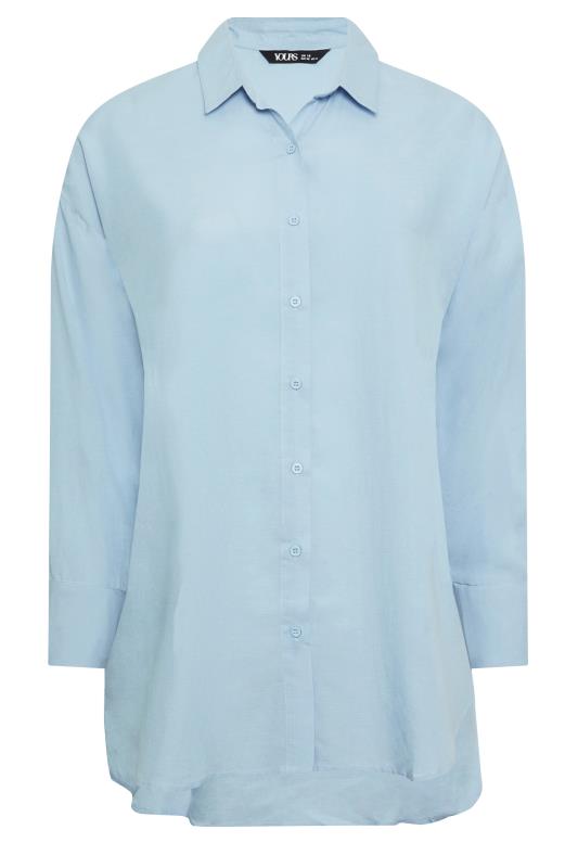 YOURS Plus Size Blue Dipped Hem Shirt | Yours Clothing 5