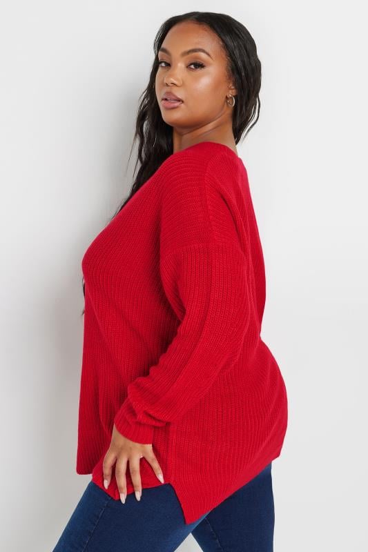 YOURS Plus Size Red Knitted Jumper | Yours Clothing 4