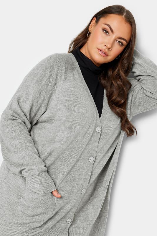 YOURS Plus Size Grey Boyfriend Button Through Cardigan | Yours Clothing 4