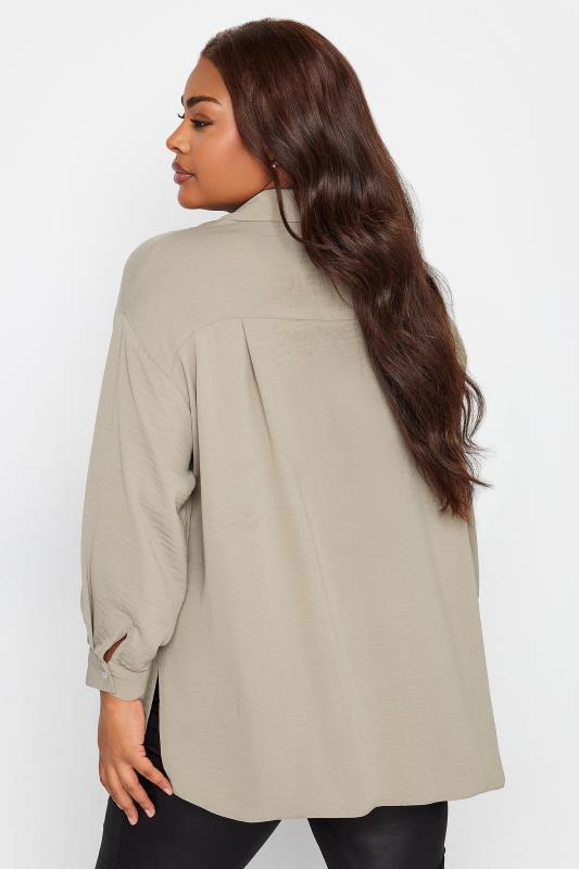 Yours Plus Size Brown Cuffed Sleeve Shirt | Yours Closing 3