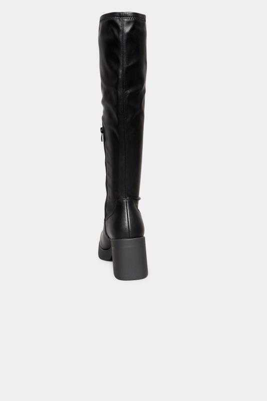 block heel stretch knee high boots