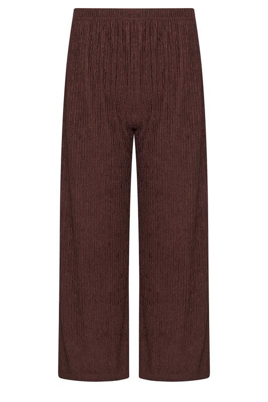 M&Co Petite Brown Textured Wide Leg Trousers | M&Co 5