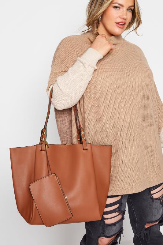 Brown Tote Bag & Purse Set | Yours Clothing 2