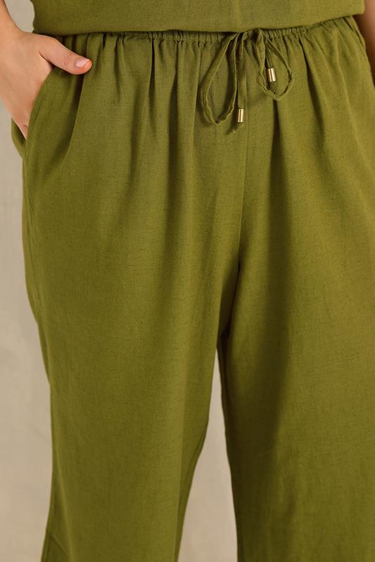EVANS Plus Size Set Green Linen Vest & Trouser | Evans 5