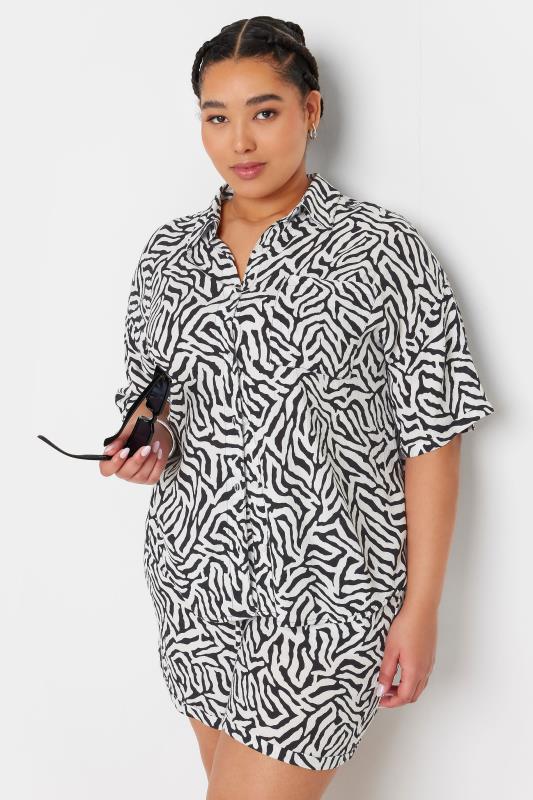 LIMITED COLLECTION Plus Size Black Zebra Print Crinkle Shirt | Yours Clothing 2