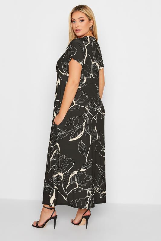 Plus Size Black Floral V-Neck Midaxi Dress | Yours Clothing 3