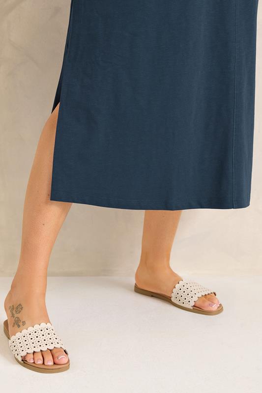 EVANS Plus Size 2 Pack Green & Navy Blue Cotton Dresses | Evans 7