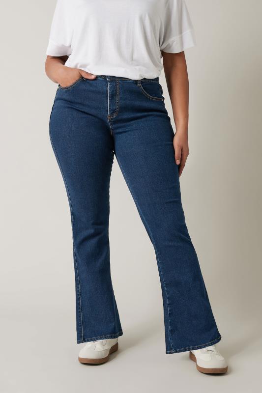  Grande Taille EVANS Curve Indigo Blue Bootcut Jeans